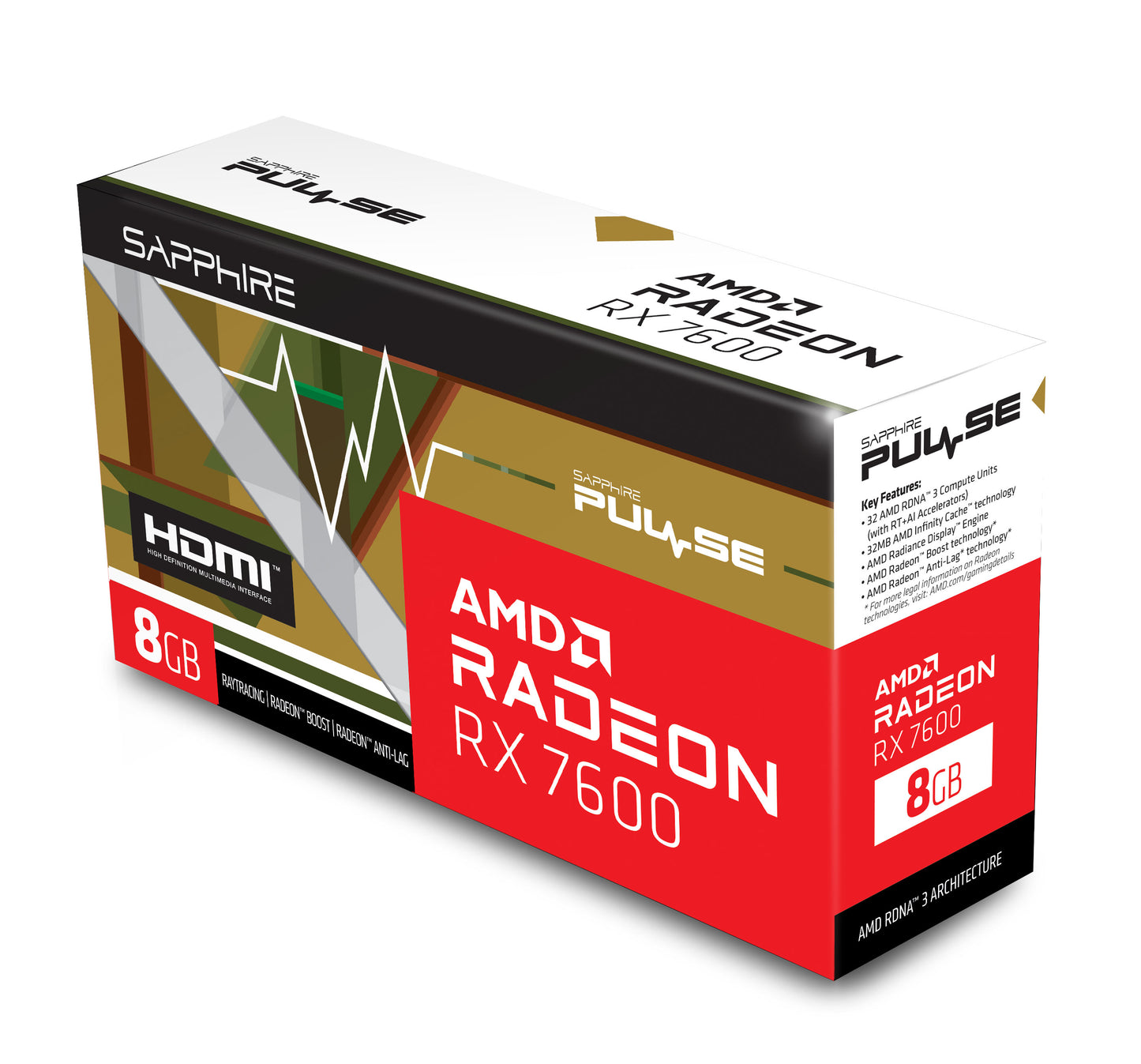 Sapphire PULSE AMD Radeon RX 7600 8GB Graphics Card