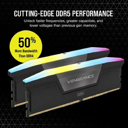 Corsair VENGEANCE RGB 32GB (2x16GB) DDR5 DRAM 5600MHz CL36 AMD EXPO & Intel XMP Memory Kit