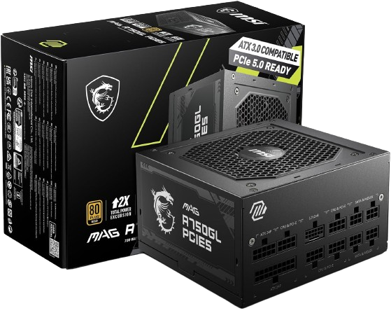 MSI MAG A750GL PCIE5 750W 80 Plus Gold Fully Modular Power Supply