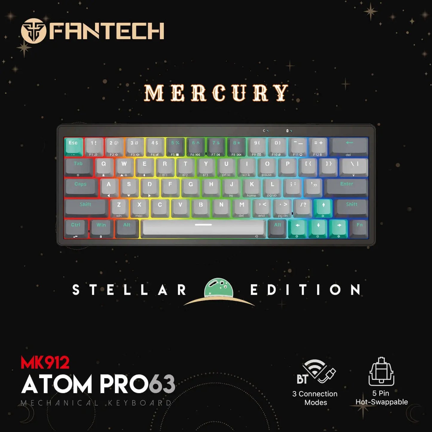 Fantech Atom Pro 63 Stellar Edition Wireless Mechanical Gaming Keyboard