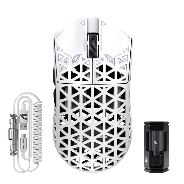 ATTACK SHARK R5 Ultra Carbon Fiber Wireless 8K PAW3950MAX Gaming Mouse with 8K Coiled Cable - BLACK | WHITE