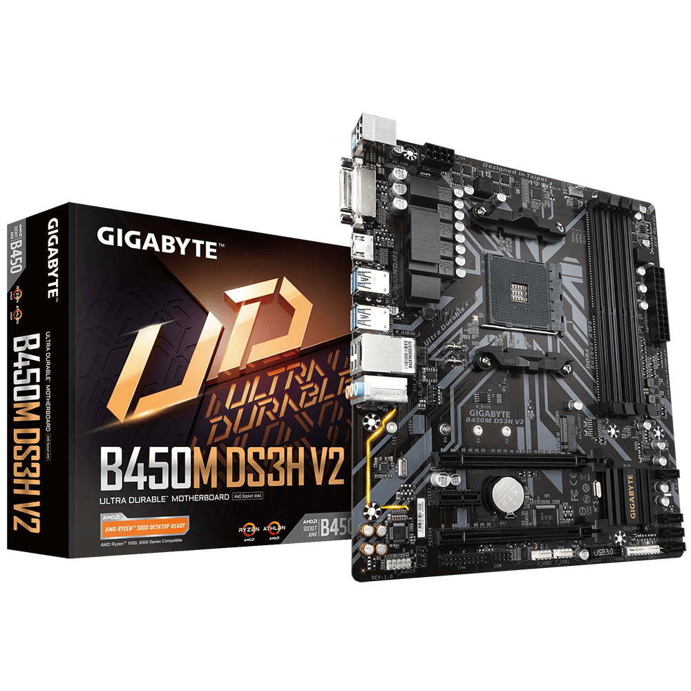 Gigabyte B450M DS3H V2 - DDR4 AMD AM4 microATX Motherboard