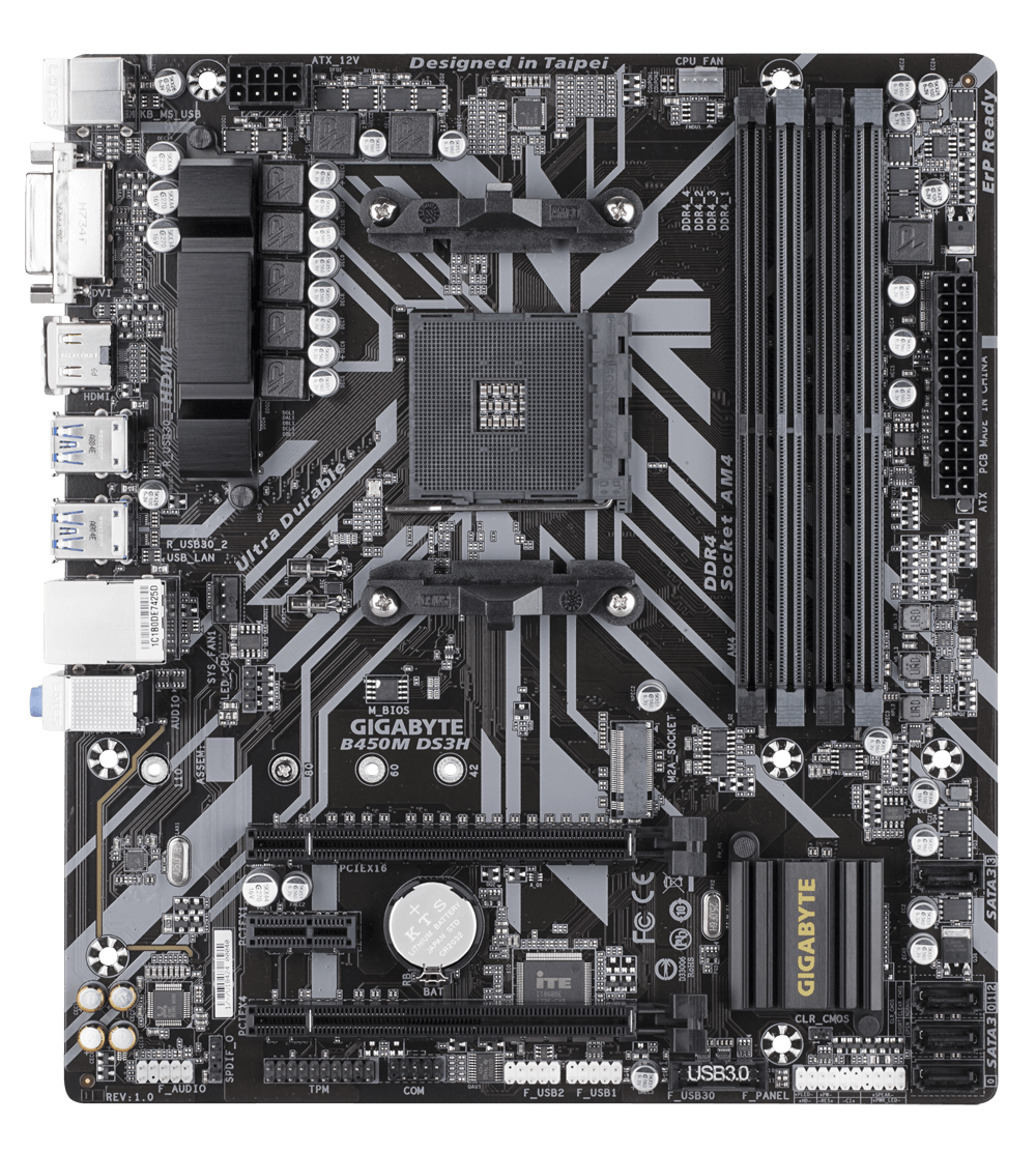 Gigabyte B450M DS3H V2 - DDR4 AMD AM4 microATX Motherboard