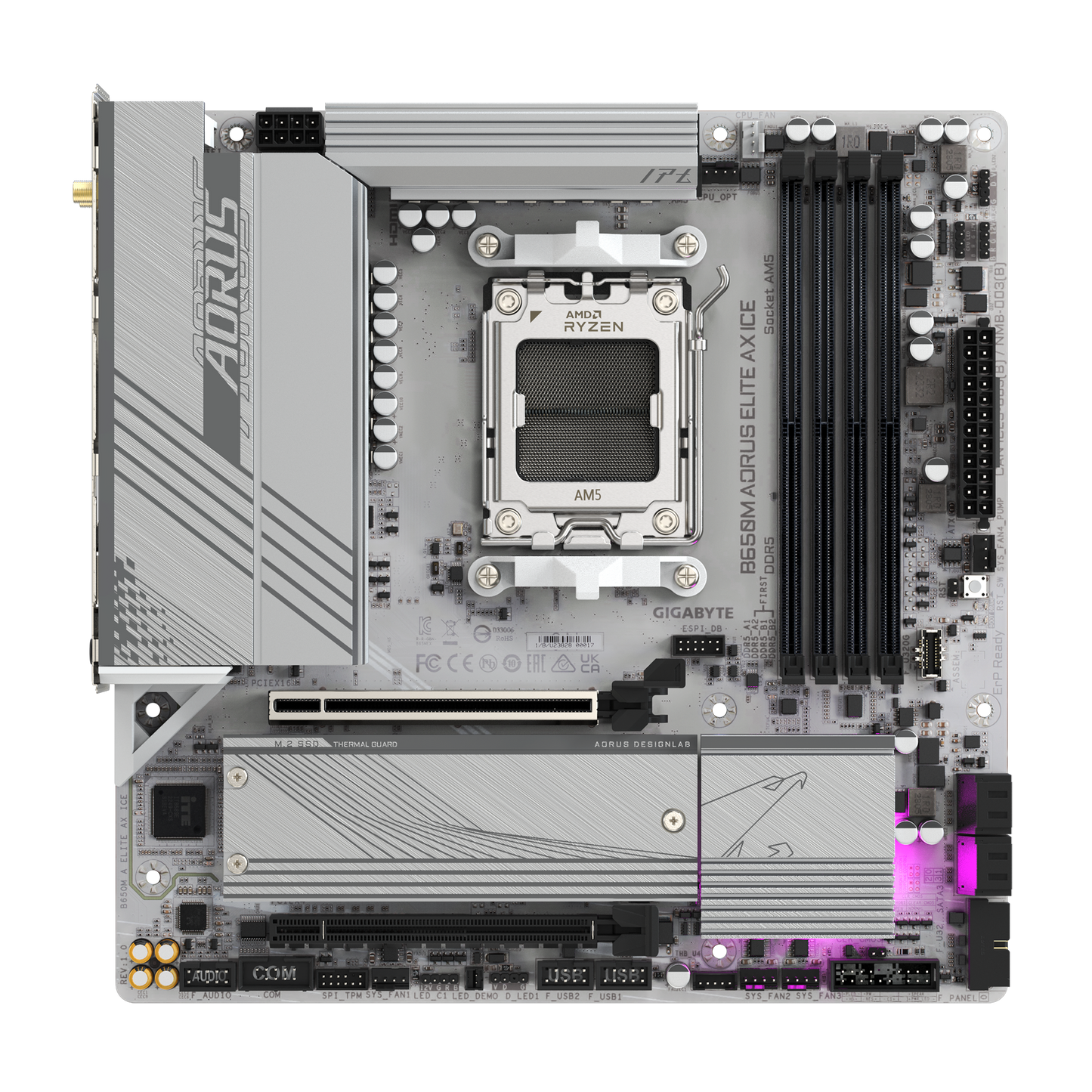 Gigabyte B650M Aorus Elite AX ICE - DDR5 AMD AM5 microATX Motherboard