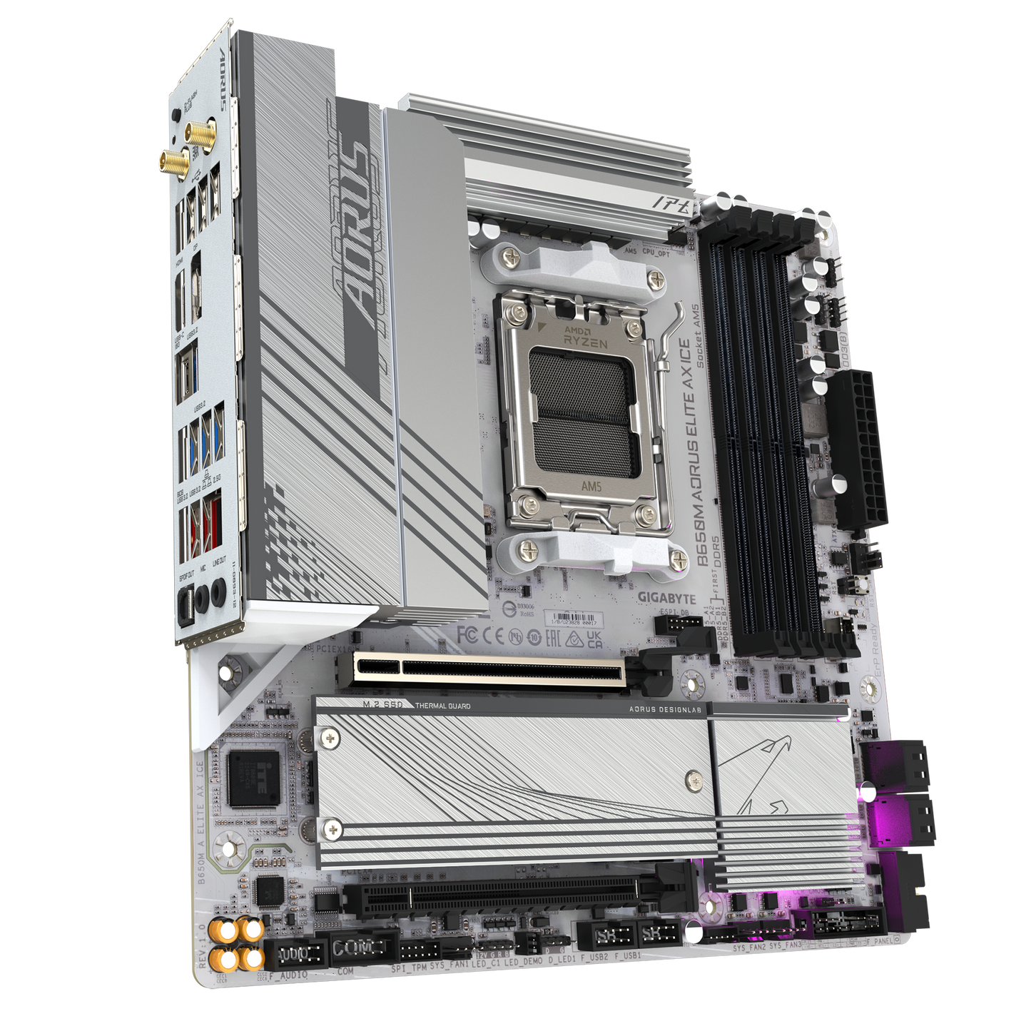 Gigabyte B650M Aorus Elite AX ICE - DDR5 AMD AM5 microATX Motherboard