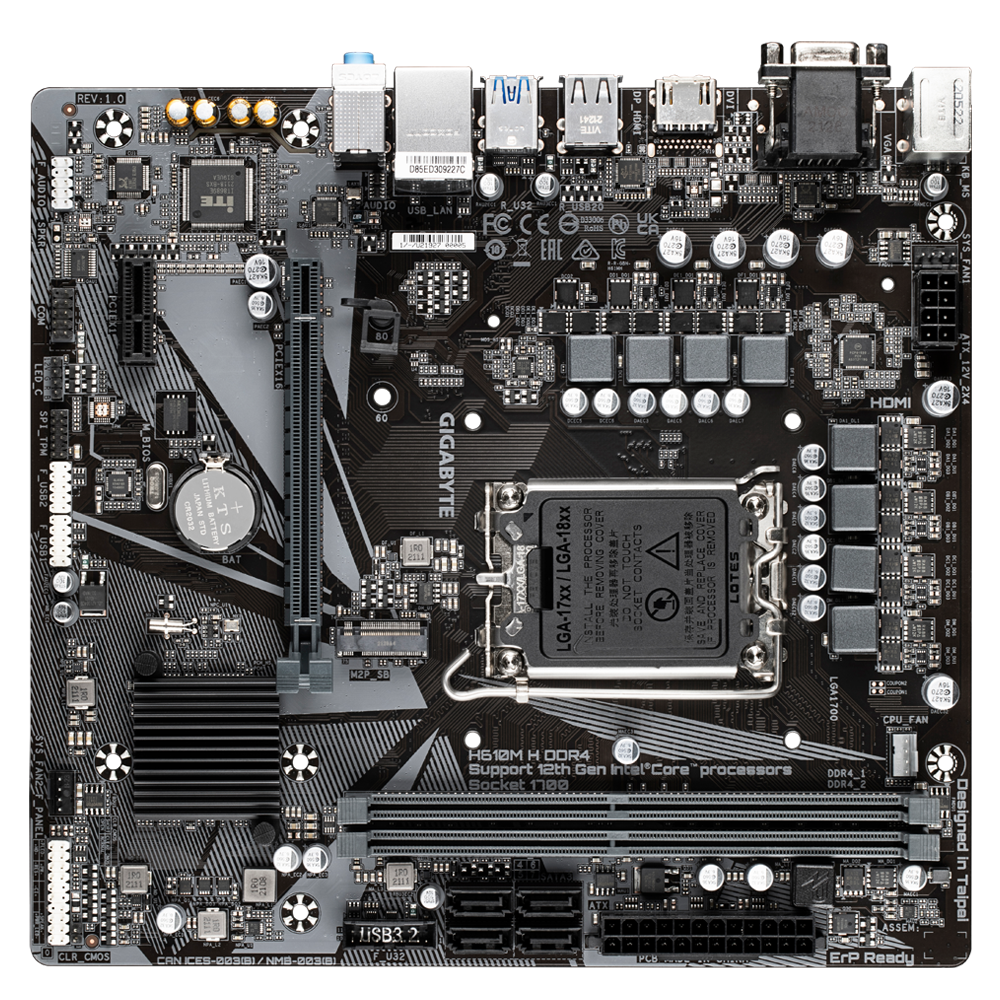 Gigabyte H610M H - DDR4 Intel 12th/13th/14th Gen microATX Motherboard