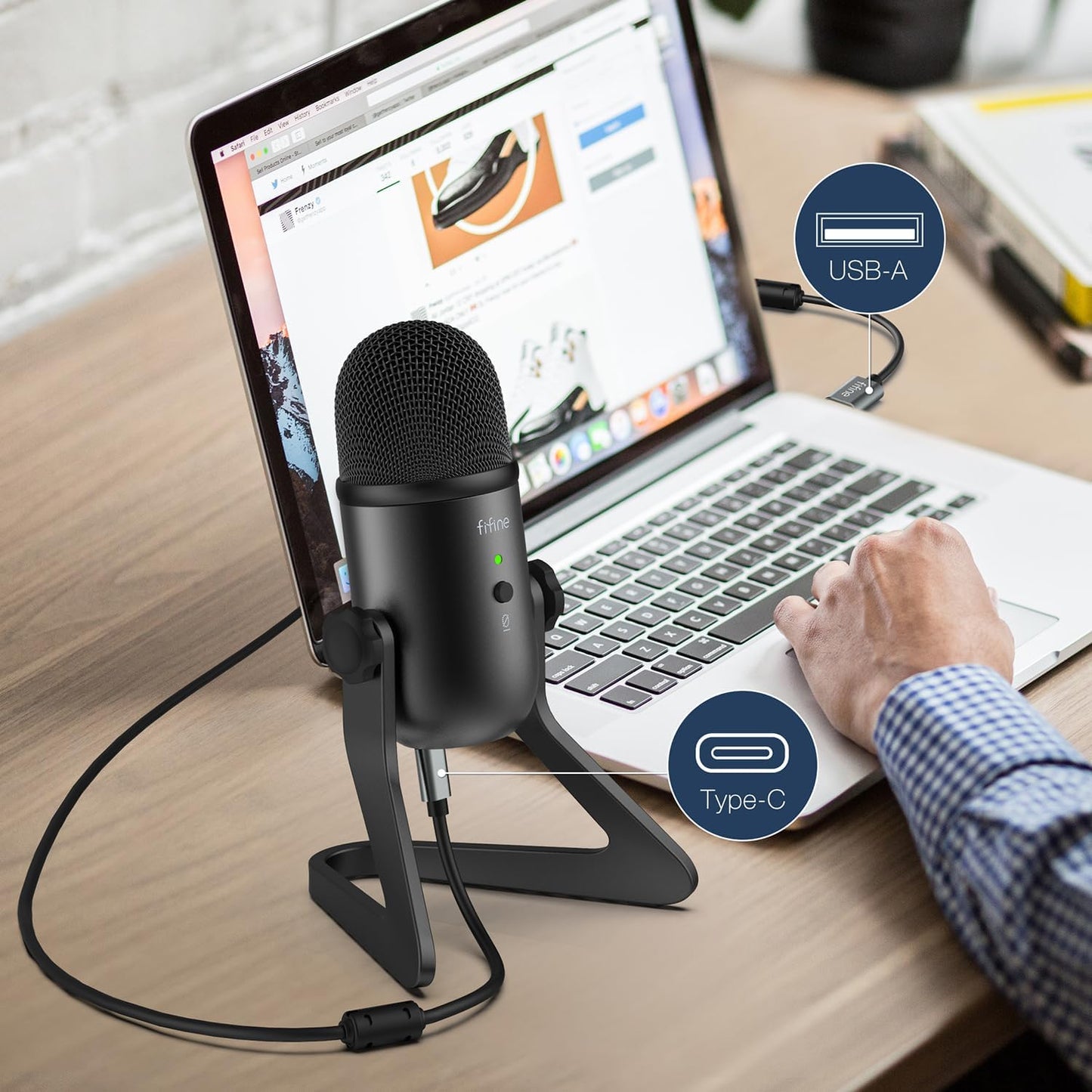 FIFINE K678 USB Studio Microphone for Podcasting