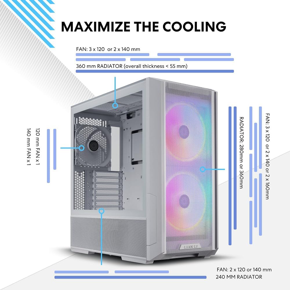 LianLi Lancool 216 RGB ATX Mid Tower Gaming Computer Case - BLACK | WHITE