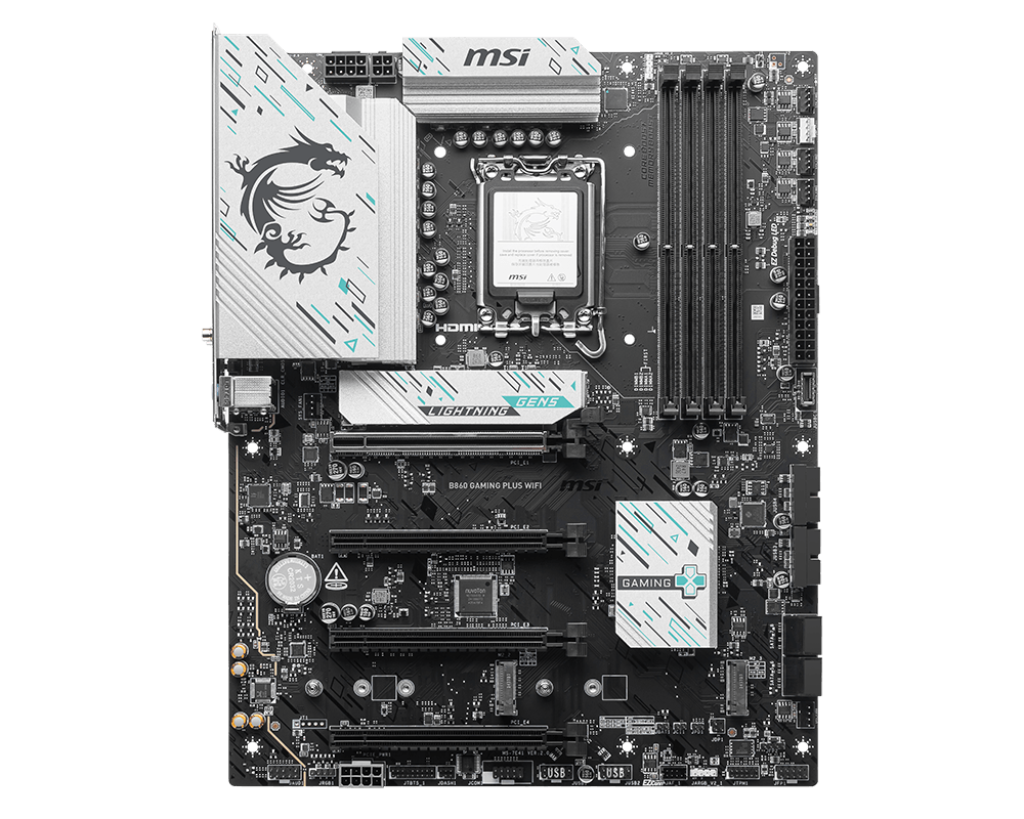 MSI B860 Gaming Plus WiFi - Supports Intel Core Ultra (Series 2) LGA 1851 Socket Processors DDR5 ATX Motherboard, WIFI 7, M.2 Gen5
