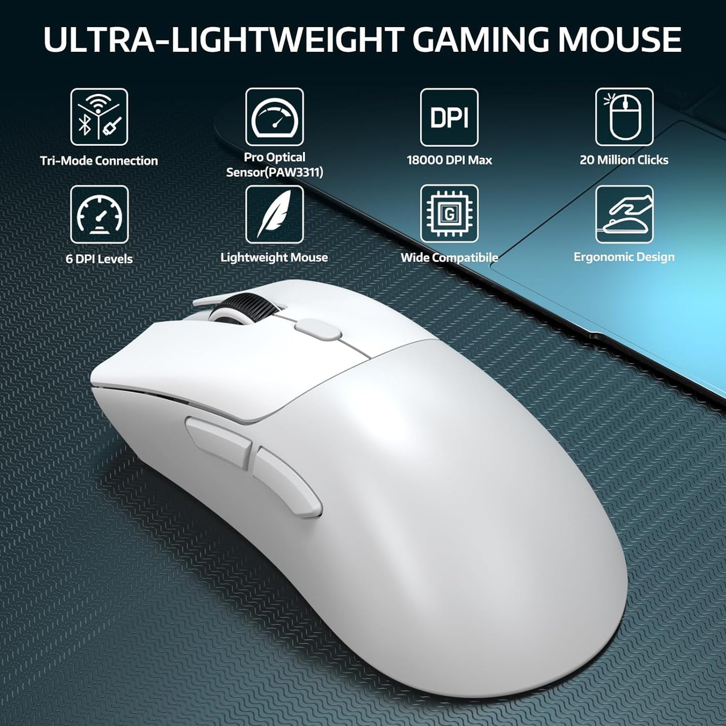 ATTACK SHARK R1 Wireless Gaming Mouse - BLACK | WHITE