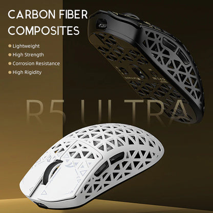 ATTACK SHARK R5 Ultra Carbon Fiber Wireless 8K PAW3950MAX Gaming Mouse with 8K Coiled Cable - BLACK | WHITE