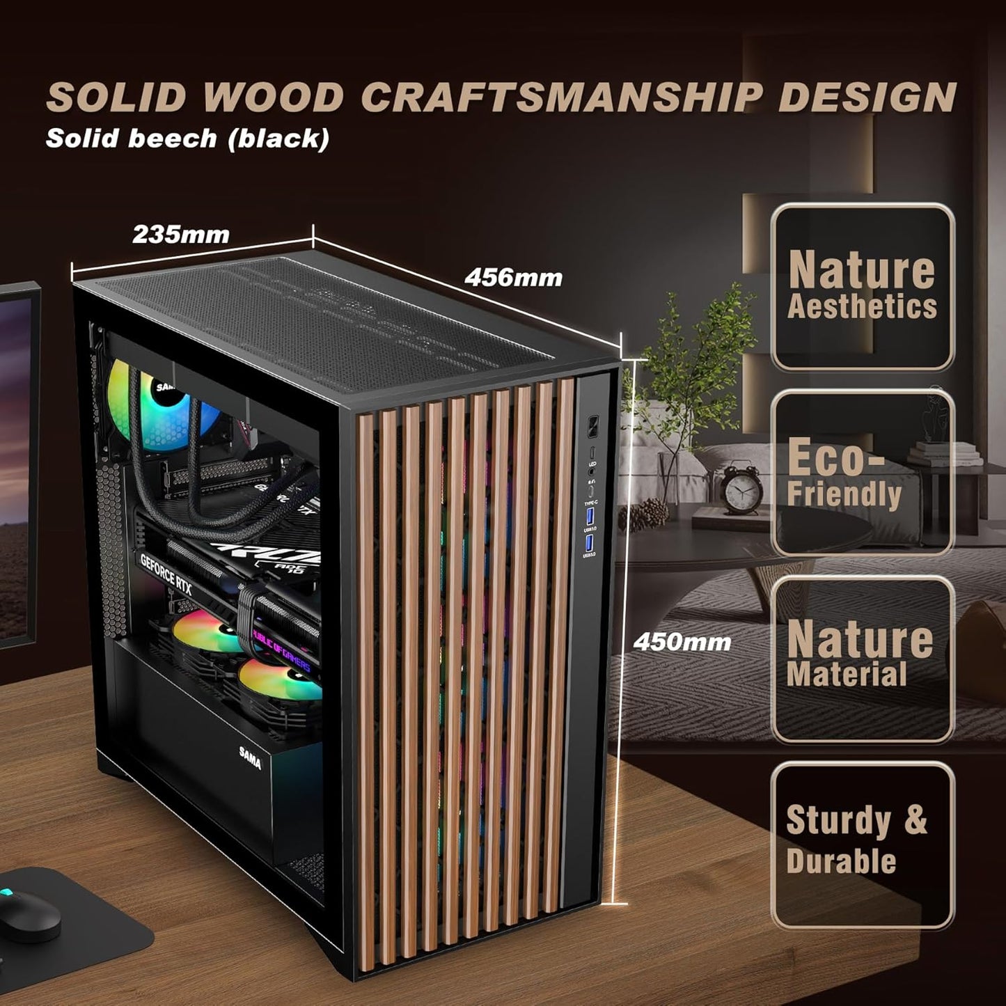 SAMA V Nature Mid Tower Gaming Case - BLACK | WHITE