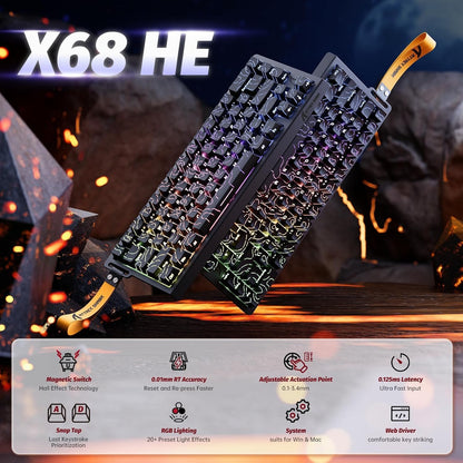 ATTACK SHARK X68 HE Rapid Trigger 60% Wired 8KHz Magnetic Keyboard