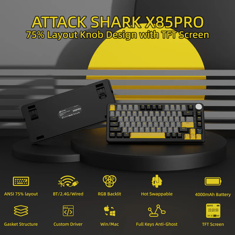 ATTACK SHARK X85 PRO 75 Mechanical Keyboard Starry Black The attack-shark-x85-pro-75-mechanical-keyboard-starry-black-the